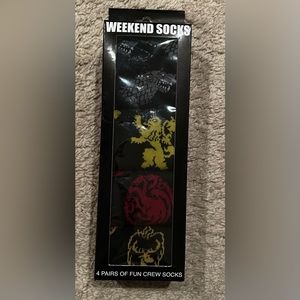 Game of Thrones Crew Socks 4pck shoe size 6-12 NWT